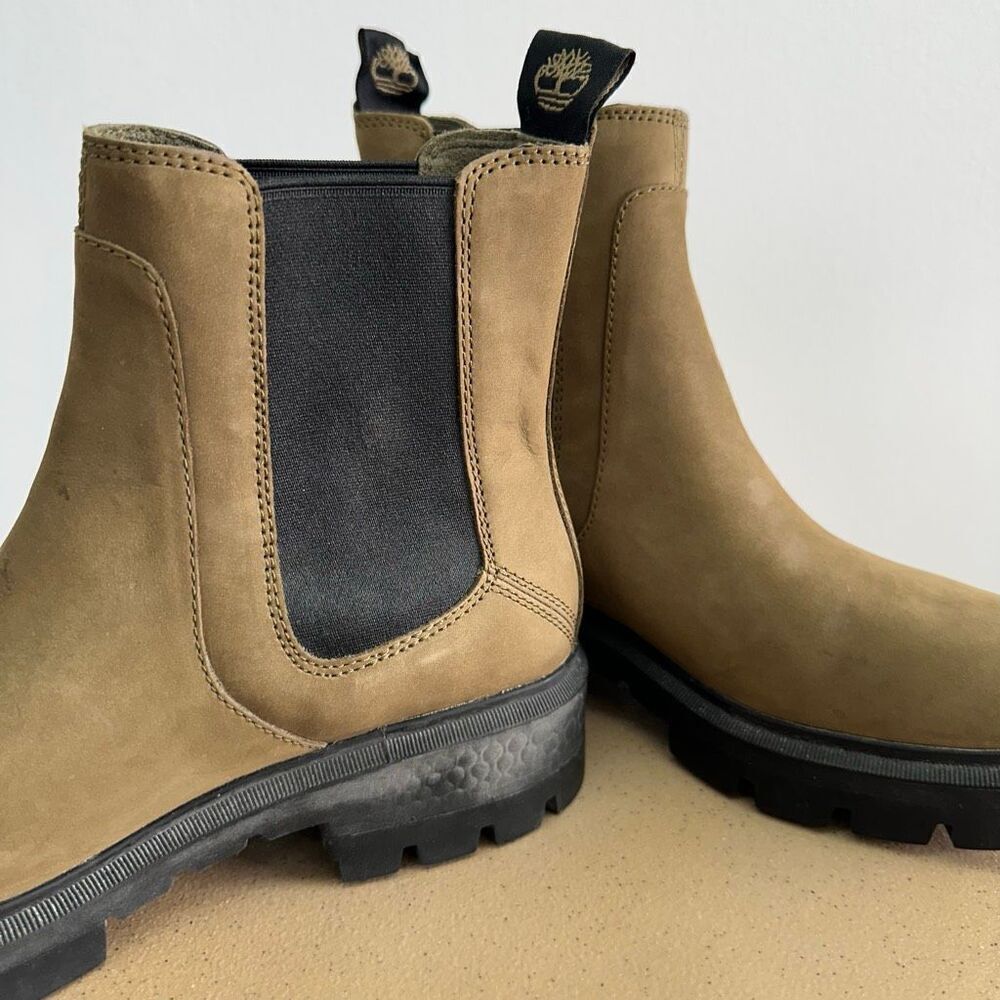 Timberland Women’s Cortina Valley Chelsea Boots In Olive Nubuck Leather - Picture 9 of 13